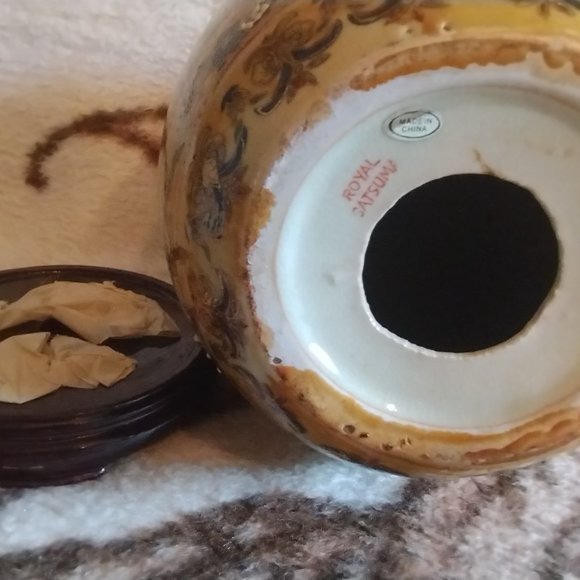 Vintage Royal Satsuma Large 11 Inch Porcelain Deco Egg With Stand - Picture 6 of 7